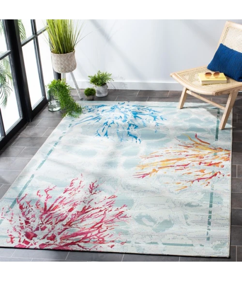 Safavieh Barbados BAR535 Teal / White 4' X 6' Rectangle Area Rug