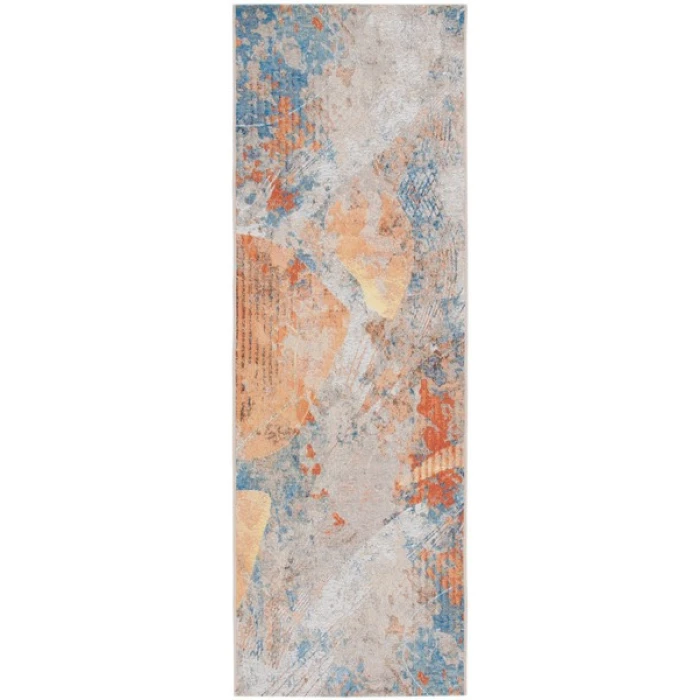 Safavieh Barbados BAR536 Blue / Rust 2'-8" X 8' Runner Area Rug