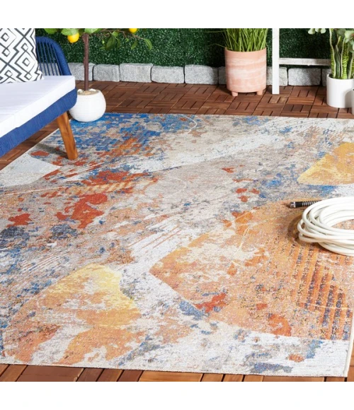 Safavieh Barbados BAR536 Blue / Rust 9'-10" x 12'-5" Rectangle Area Rug