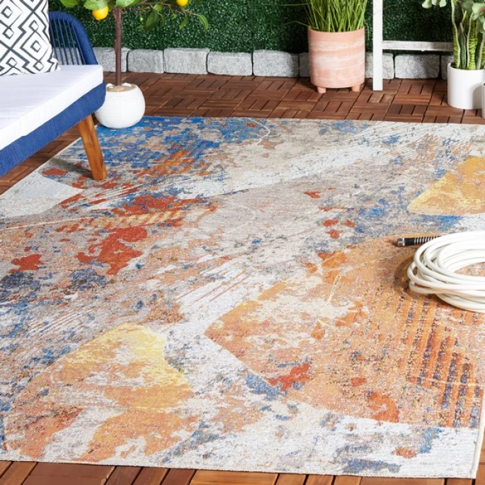 Safavieh Barbados BAR536 Blue / Rust 9'-10" x 12'-5" Rectangle Area Rug