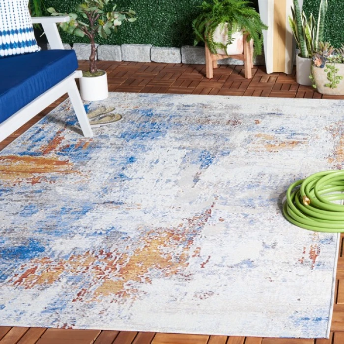 Safavieh Barbados BAR537 Ivory / Blue Rust 5'-3" X 7'-6" Rectangle Area Rug