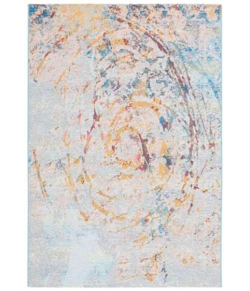 Safavieh Barbados BAR538 Light Blue / Yellow Rust 5'-3" X 7'-6" Rectangle Area Rug