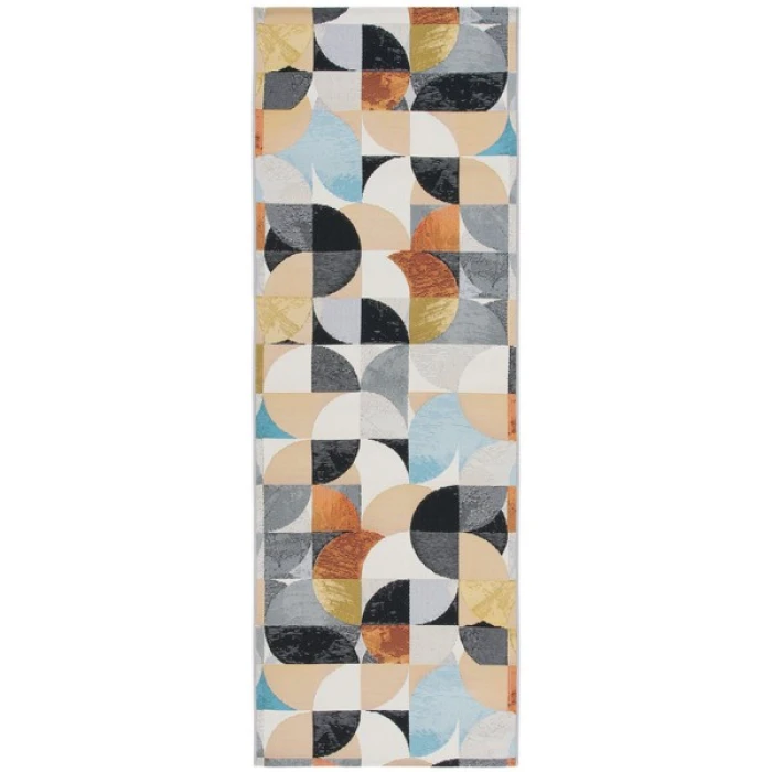 Safavieh Barbados BAR539 Ivory Black / Blue Rust 2'-8" X 8' Runner Area Rug