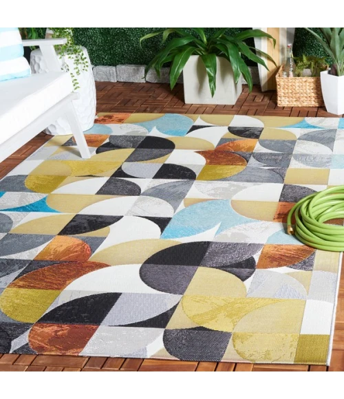 Safavieh Barbados BAR539 Ivory Black / Blue Rust 5'-3" X 7'-6" Rectangle Area Rug