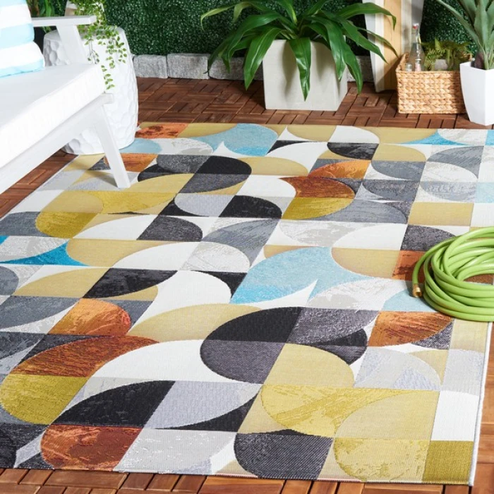 Safavieh Barbados BAR539 Ivory Black / Blue Rust 4' X 6' Rectangle Area Rug