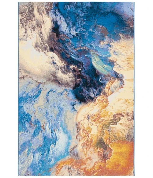 Safavieh Barbados BAR540 Blue / Rust Gold 5'-3" X 7'-6" Rectangle Area Rug