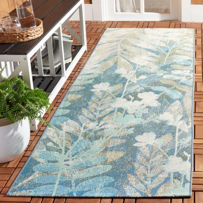 Safavieh Barbados BAR541 Blue Green / Ivory 2'-8" X 8' Runner Area Rug