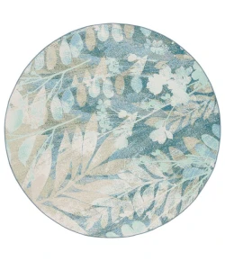 Safavieh Barbados BAR541 Blue Green / Ivory 6'-6" X 6'-6" Round Area Rug