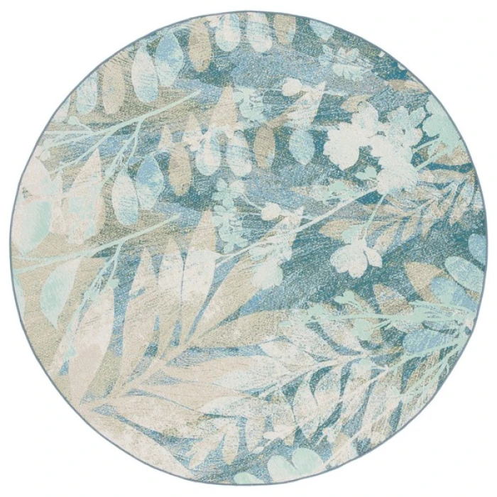 Safavieh Barbados BAR541 Blue Green / Ivory 6'-6" X 6'-6" Round Area Rug