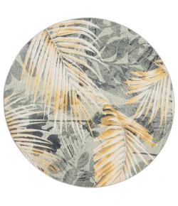 Safavieh Barbados BAR543 Green / Black Gold 6'-6" X 6'-6" Round Area Rug