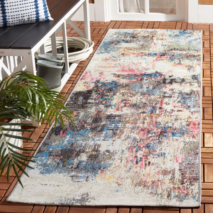 Safavieh Barbados BAR544 Green Ivory / Black Rust 2'-8" X 8' Runner Area Rug