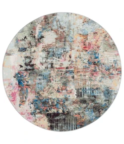 Safavieh Barbados BAR544 Green Ivory / Black Rust 6'-6" X 6'-6" Round Area Rug