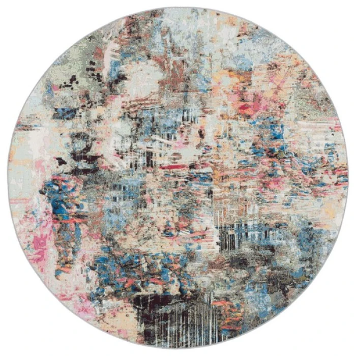 Safavieh Barbados BAR544 Green Ivory / Black Rust 6'-6" X 6'-6" Round Area Rug