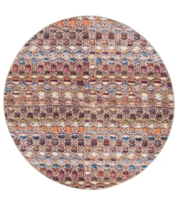 Safavieh Barbados BAR546 Purple / Green Rust 6'-6" X 6'-6" Round Area Rug