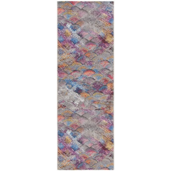 Safavieh Barbados BAR547 Grey Purple / Blue Gold 2'-8" X 8' Runner Area Rug