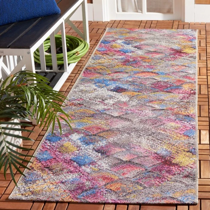 Safavieh Barbados BAR547 Grey Purple / Blue Gold 2'-8" X 8' Runner Area Rug