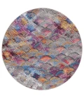 Safavieh Barbados BAR547 Grey Purple / Blue Gold 6'-6" X 6'-6" Round Area Rug
