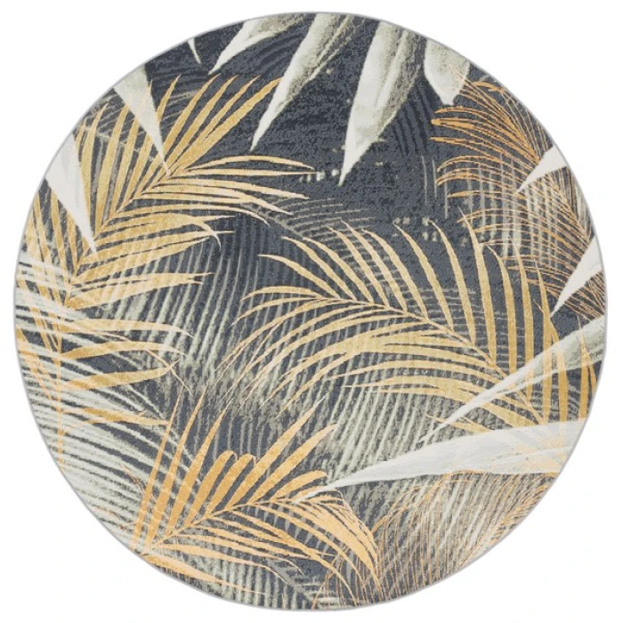 Safavieh Barbados BAR549 Black Green / Gold 6'-6" X 6'-6" Round Area Rug