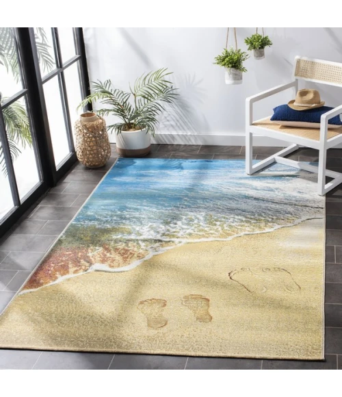 Safavieh Barbados BAR550 Gold / Blue 8' X 8' Square Area Rug