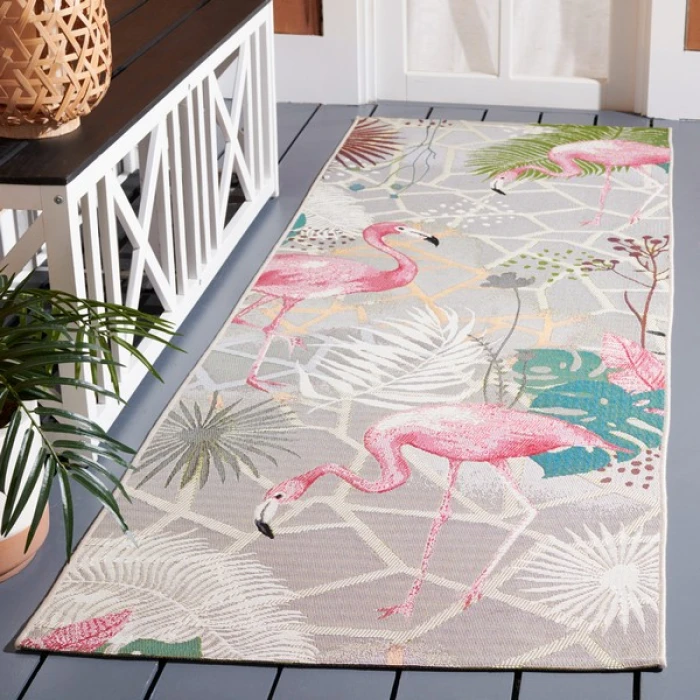 Safavieh Barbados BAR551 Grey / Pink 2'-8" x 10'-5" Runner Area Rug