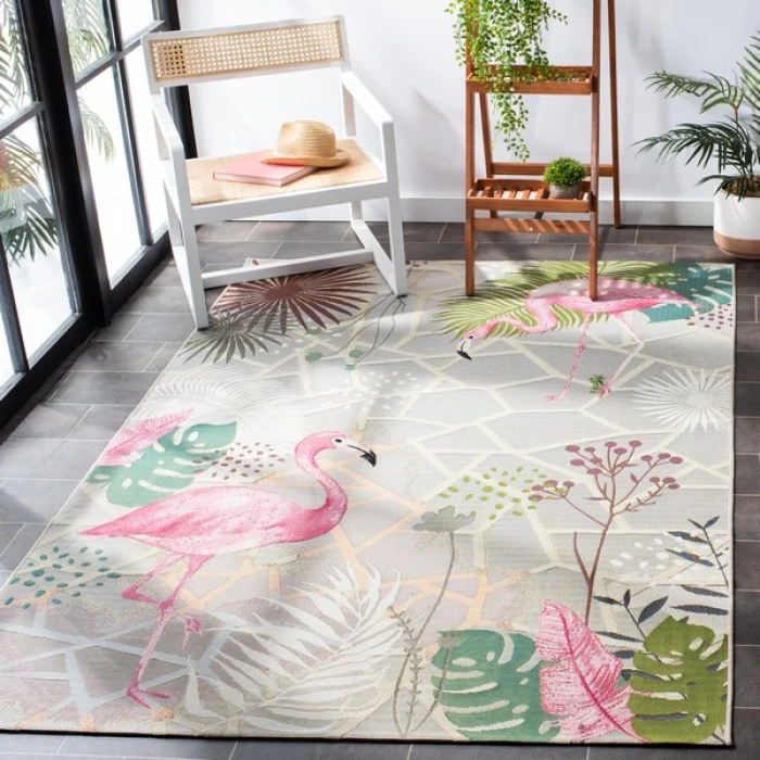 Safavieh Barbados BAR551 Grey / Pink 3'-3" X 5'-3" Rectangle Area Rug