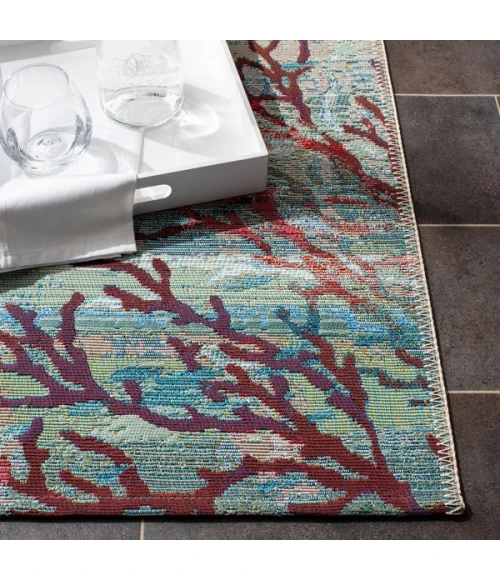 Safavieh Barbados BAR554 Light Blue / Pink 2'-8" x 10'-5" Runner Area Rug