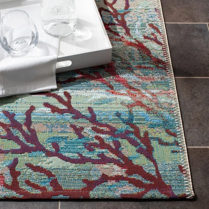 Safavieh Barbados BAR554 Light Blue / Pink 2'-8" X 8' Runner Area Rug