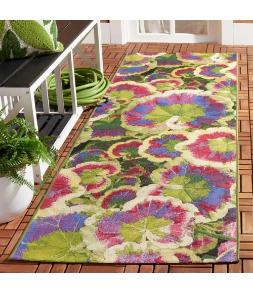 Safavieh Barbados BAR556 Black Green / Purple 2'-8" X 8' Runner Area Rug