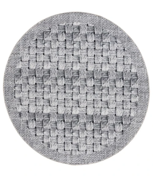 Safavieh Barbados BAR557 Black / Ivory 6'-6" X 6'-6" Round Area Rug