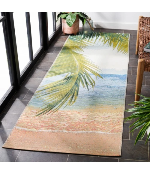 Safavieh Barbados BAR560 Gold / Blue 2'-8" X 8' Runner Area Rug