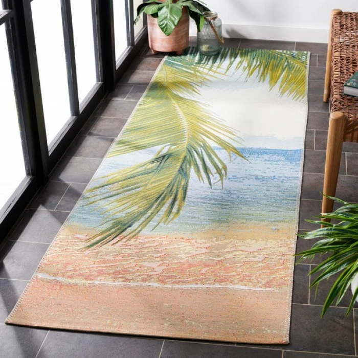 Safavieh Barbados BAR560 Gold / Blue 2'-8" X 8' Runner Area Rug