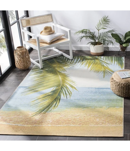 Safavieh Barbados BAR560 Gold / Blue 6'-6" x 9'-4" Rectangle Area Rug