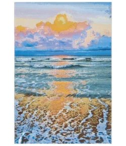 Safavieh Barbados BAR581 Gold / Blue 5'-3" X 7'-6" Rectangle Area Rug