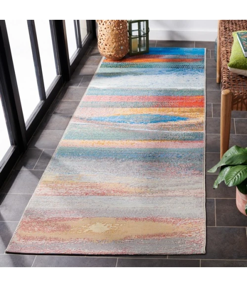 Safavieh Barbados BAR585 Light Blue / Pink 2'-8" x 10'-5" Runner Area Rug