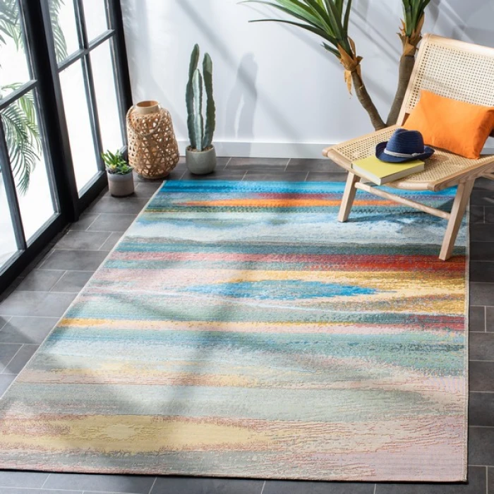 Safavieh Barbados BAR585 Light Blue / Pink 9'-10" x 12'-5" Rectangle Area Rug