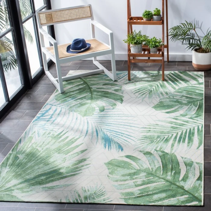 Safavieh Barbados BAR590 Green / Teal 9'-10" x 12'-5" Rectangle Area Rug