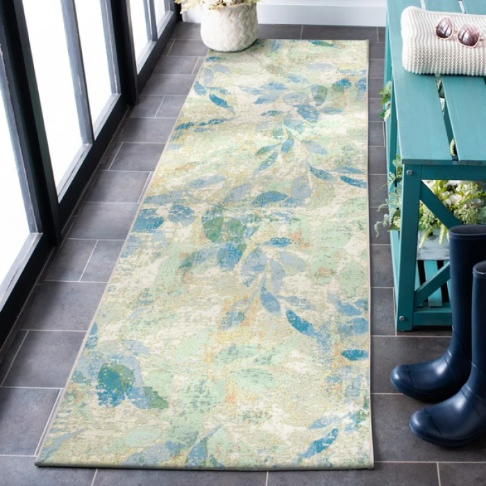 Safavieh Barbados BAR594 Blue / Ivory 2'-8" x 10'-5" Runner Area Rug
