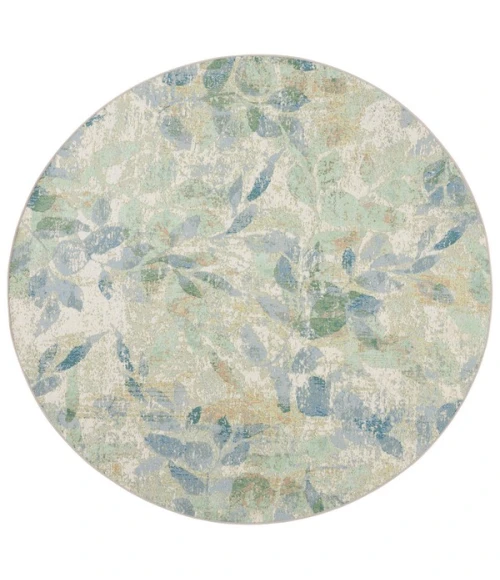 Safavieh Barbados BAR594 Blue / Ivory 6'-6" X 6'-6" Round Area Rug