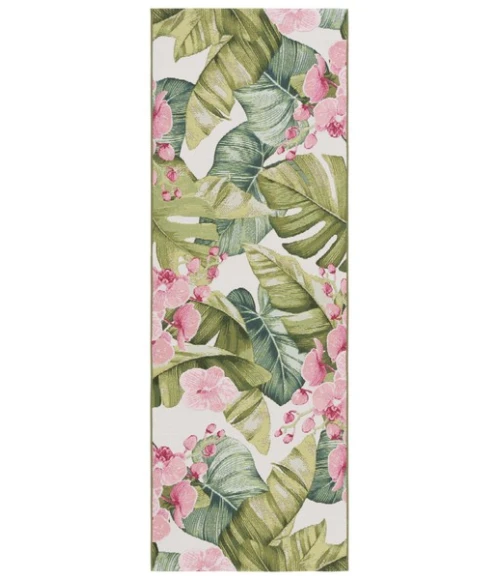 Safavieh Barbados BAR596 Green / Pink 2'-8" x 10'-5" Runner Area Rug