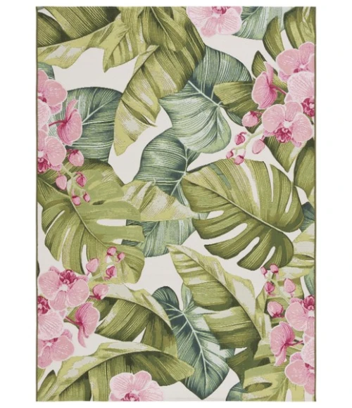 Safavieh Barbados BAR596 Green / Pink 5'-3" X 7'-6" Rectangle Area Rug