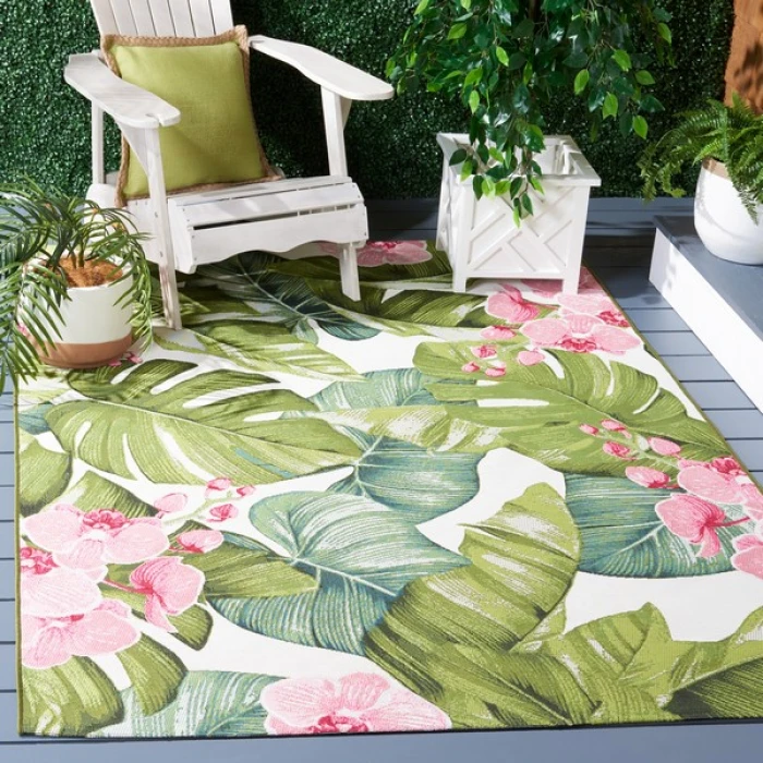 Safavieh Barbados BAR596 Green / Pink 9'-10" x 12'-5" Rectangle Area Rug