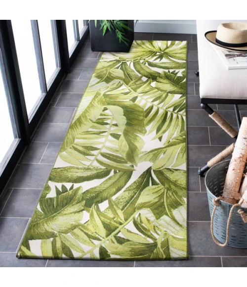 Safavieh Barbados BAR598 Ivory / Green 2'-8" x 10'-5" Runner Area Rug