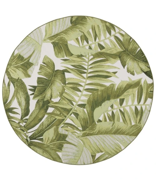 Safavieh Barbados BAR598 Ivory / Green 6'-6" X 6'-6" Round Area Rug