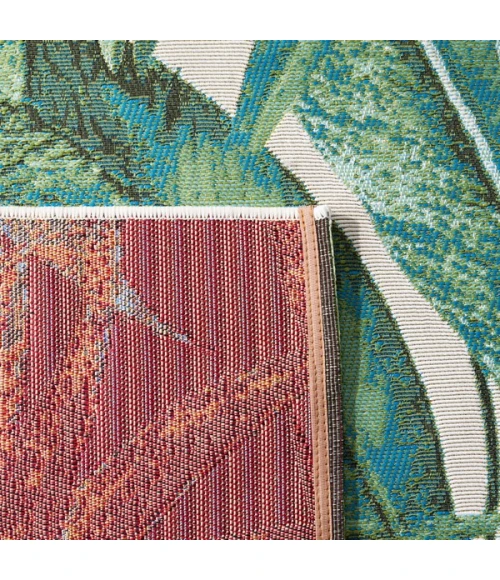 Safavieh Barbados BAR598 Green / Teal 6'-6" X 6'-6" Round Area Rug