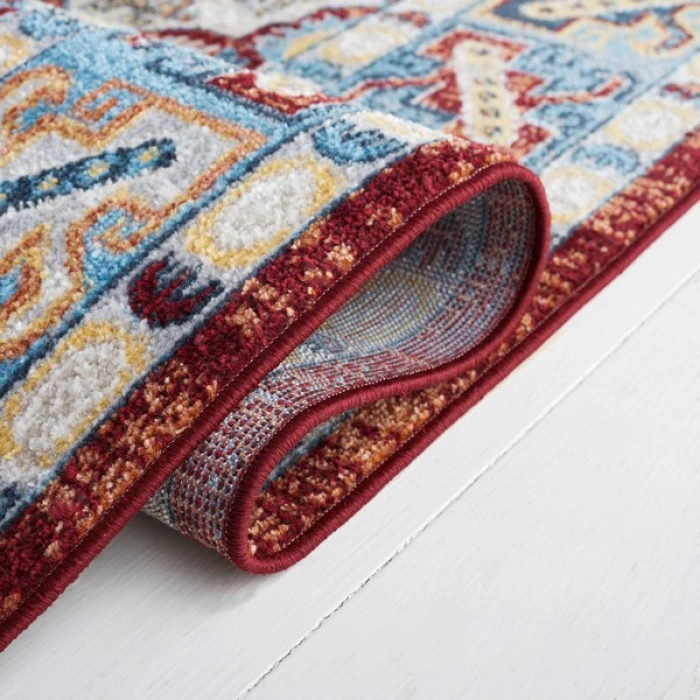 Safavieh Bayside BAY102 Blue / Red 6'-7" X 6'-7" Round Area Rug