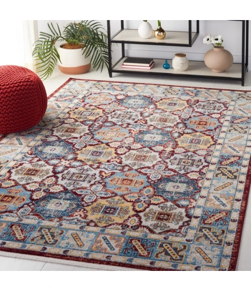 Safavieh Bayside BAY102 Blue / Red 5'-3" X 7'-6" Rectangle Area Rug