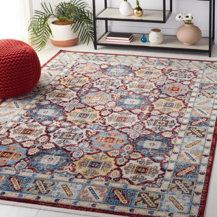 Safavieh Bayside BAY102 Blue / Red 5'-3" X 7'-6" Rectangle Area Rug