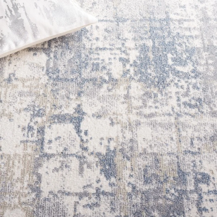 Safavieh Bayside BAY122 Grey / Ivory Blue 6'-7" X 6'-7" Round Area Rug