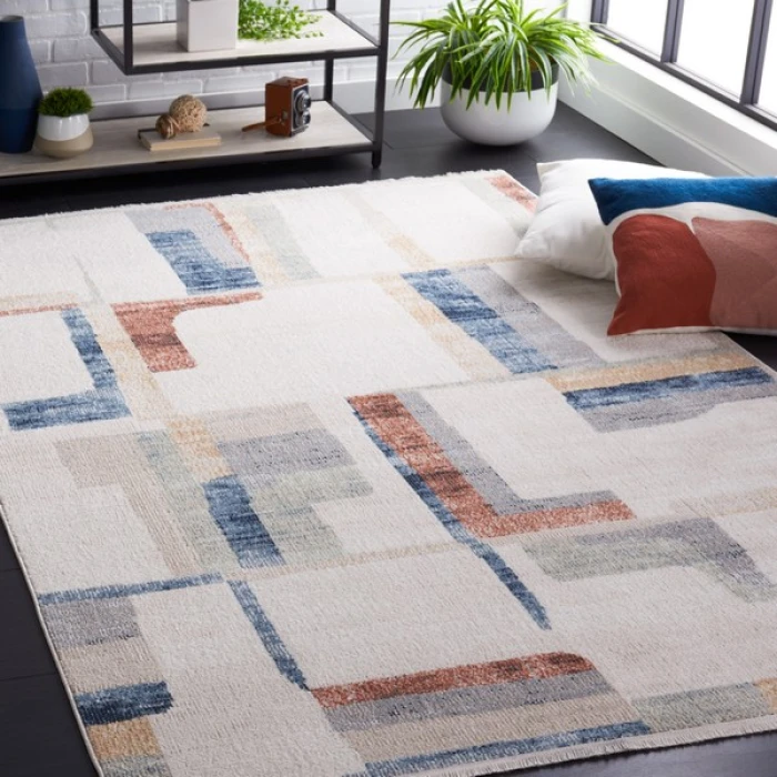 Safavieh Bayside BAY126 Ivory / Blue Rust 5'-3" X 7'-6" Rectangle Area Rug