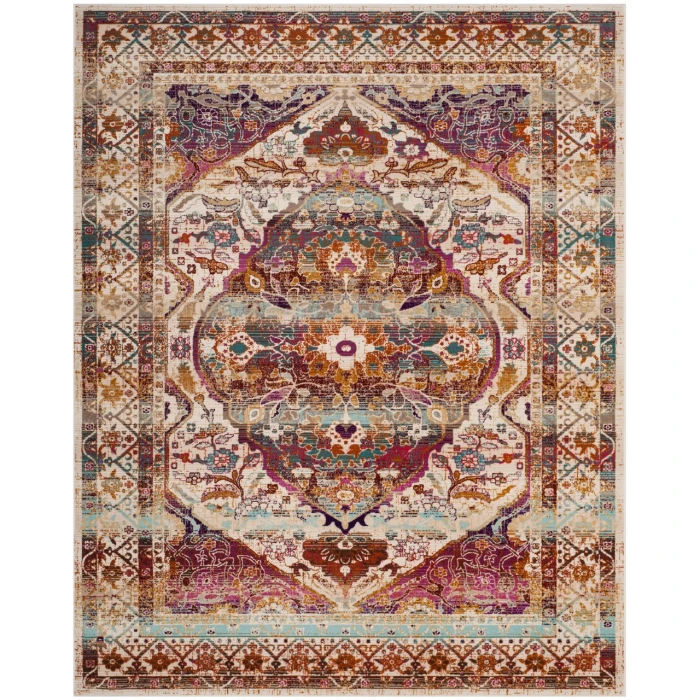 Safavieh Baldwin BDN189 Ivory / Fuchsia 5'-1" X 7'-6" Rectangle Area Rug